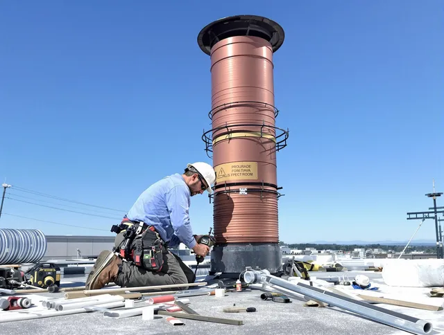 Installed chimney liner by Bellingham Chimney Sweep in Bellingham, MA