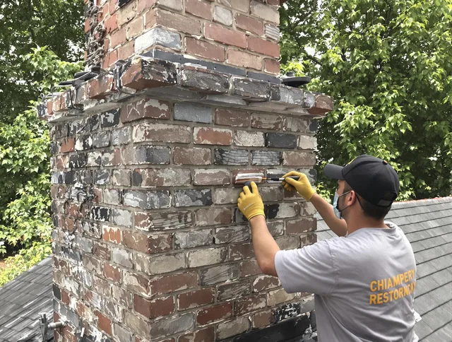 In-progress chimney restoration by Bellingham Chimney Sweep in Bellingham, MA