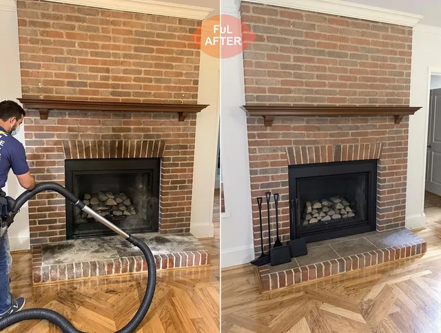 Bellingham Chimney Sweep carefully sanitizing a fireplace in Bellingham, MA