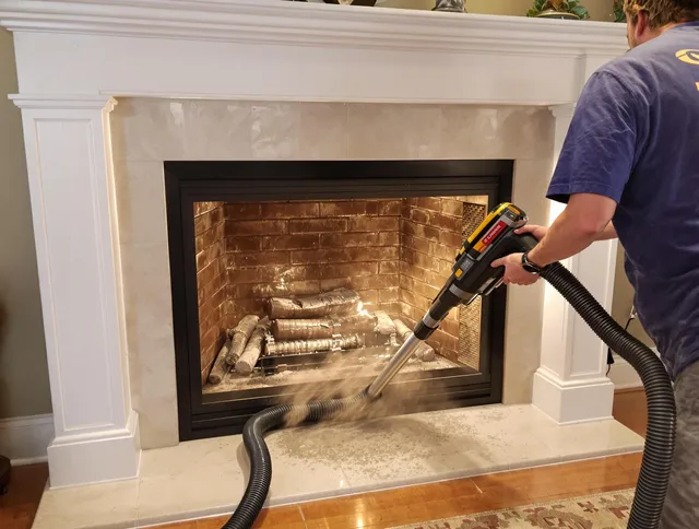 Fireplace cleaning performed by Bellingham Chimney Sweep in Bellingham, MA