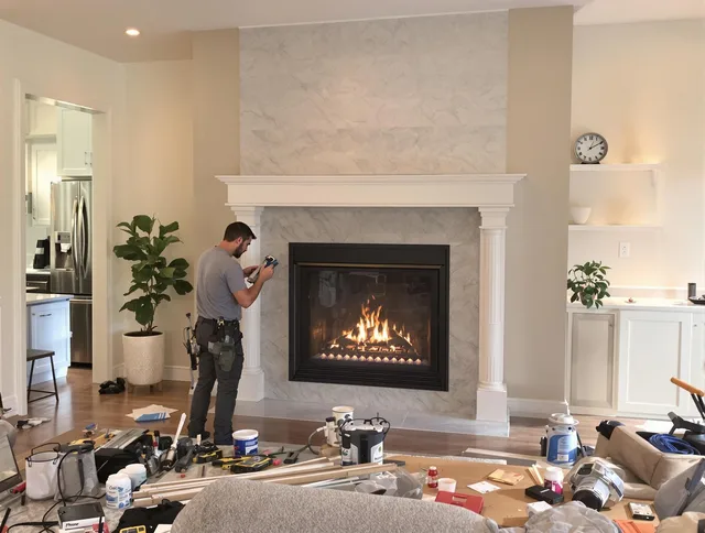 Newly installed fireplace by Bellingham Chimney Sweep in Bellingham, MA